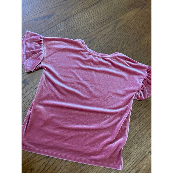Old Navy Velvet Short Sleeve Shirt- Pink- Size S - Picture 6 of 6